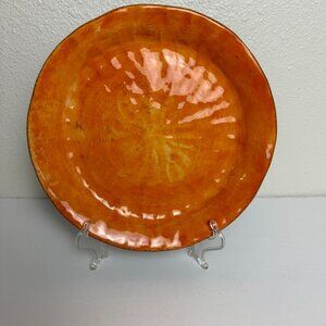 Tabletops Gisella Orange & Blue Dessert Bread Plate Hand Painted 8.5” NWOT